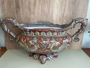Baffoni Gubbio Italien Keramik Kunst Herzstück Antik Lg. Schale Vase Sammlerstück - Bild 1 von 24
