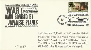 Pearl Harbor FDC 50th Anniversary Numbered - Limited #53 - Picture 1 of 4