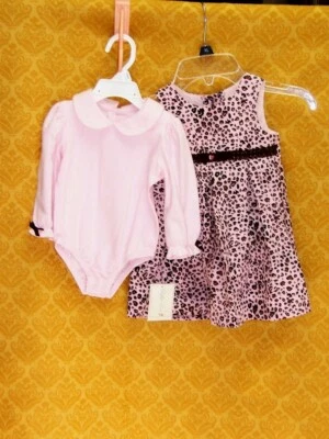 Leopard Print DRESS & Pink BODYSUIT 2-Pc SET Baby Girl Sophie Rose New NWT $30 - Image 1 of 2