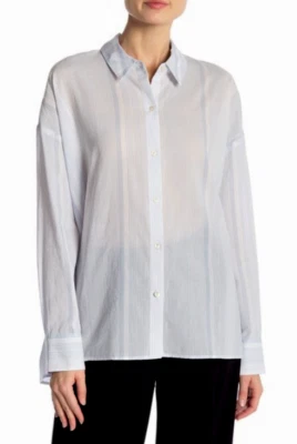 Теория Lourah в полоску кнопка спереди рубашка синий/белый новый с Ярлыками' $285 - Изображение 1 из 4