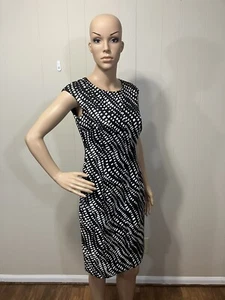 "Anne Klein" Polyester komplett gefüttert tailliert schwarz & weiß Sommerkleid Gr. 4 EUC!! - Bild 1 von 13