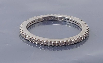 Vintage Silpada White Crystal Sterling silver Eternity band Ring size 6 - Image 1 of 4