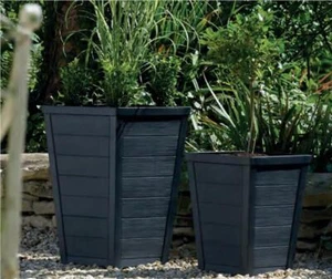 Stewart Garden 36cm Taper Tall Planter - Anthracite 36x57cm