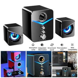 Surround Sound System LED Speakers Gaming Bass USB Wired for Desktop Computer PC - Picture 1 of 11