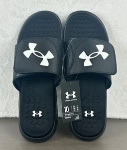 Under Armour Men's Ignite Black Pro Slides Adjustable Strap Size 10 New With Tag - Picture 1 of 15