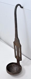 Antique Iron Oil Spoon Tipri Original Old Hand Crafted Fine Engraved - Picture 1 of 6