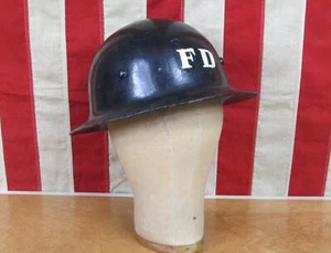 Vintage 1940s Fire Dept.Safety Helmet Bullard Co.Hard Boiled Hat Firefighter Blk - Picture 1 of 10