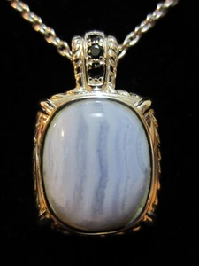 Judith Ripka Blue Lace Agate Sterling Silver Enhancer with Sapphire Accents - Picture 1 of 10