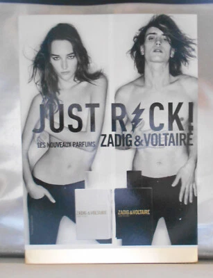 PLV carton 15 x 21 cm, Zadig & Voltaire - parfums Just Rock ! - dos doré - Photo 1/2