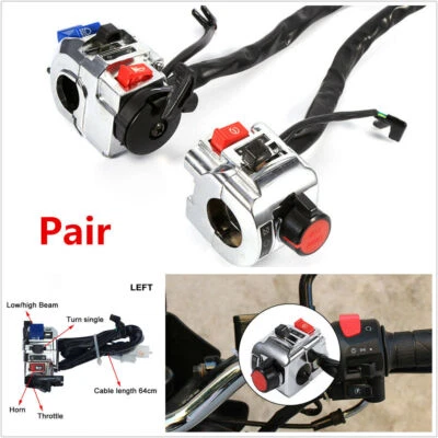 Par Interruptor de arranque de luz de señal de giro bocina de control de manillar de motocicleta de 7/8" 22 mm Foto 1 de 4