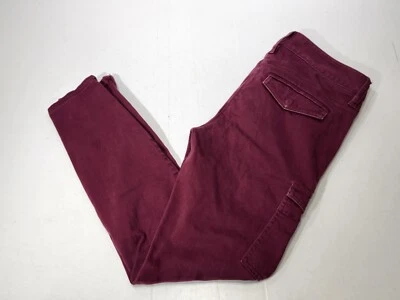 Pantalones cargo ajustados delanteros plisados granates Ann Taylor LOFT para mujer talla 4 Foto 1 de 4