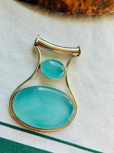 COLGANTE ÓVALOS CALCEDONIA AZUL LUCIOUS 2 Piedras 925 Grande Declaración ELEGANTE - Imagen 1 de 2