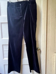 Escada Hose dunkelblau Low Rise Baumwolle Stretch Samt weites Bein Gr. 42 - Bild 1 von 12