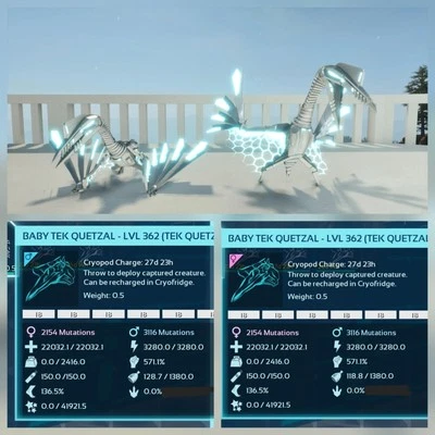 ARK ASCENDED PVE PAIR BABY TEK QUETZAL WHITE ID18  NEW TOP PC/XBOX/PS5 - Image 1 of 4