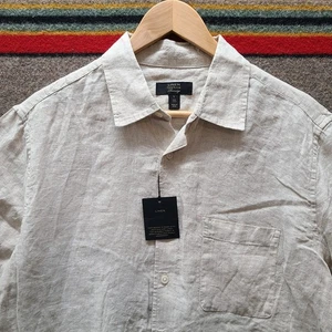 NWT Club Room Luxury Linen Polo Shirt Mens Large Button Down Classic Fit - Picture 1 of 8