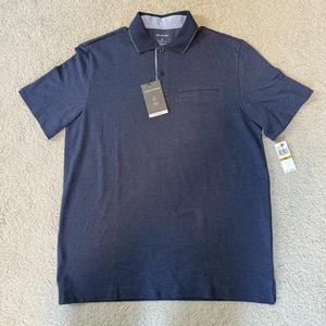 NWT Van Heusen Men’s Small Birdseye Tip Polo Shirt Navy Blue Solid NEW $50 MSRP - Picture 1 of 7