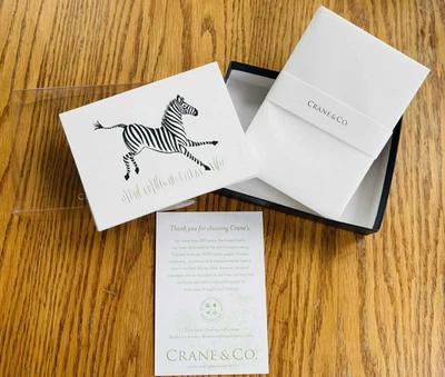 Crane & Co 10 Brushstroke Zebra Note Cards on Pearl White Kid Finish Paper - Image 1 of 4