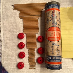 Vintage 1927-1931 Toy Tinkers Inc. Tinkertoy Set with Pieces Shown - Picture 1 of 6