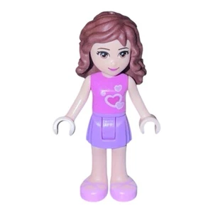LEGO Friends Minifigur OLIVIA frnd017 rosa Top Herzen - aus Sets # 3184 & 3315 - Bild 1 von 2