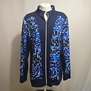 Zenergy by Chico's Damenjacke mit durchgehendem Reißverschluss Größe Large (Größe 2 von Chico) blaue Punkte - Bild 1 von 9