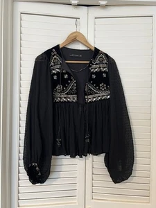 Zara Bohemian Boho Blouse Jacket - Picture 1 of 9