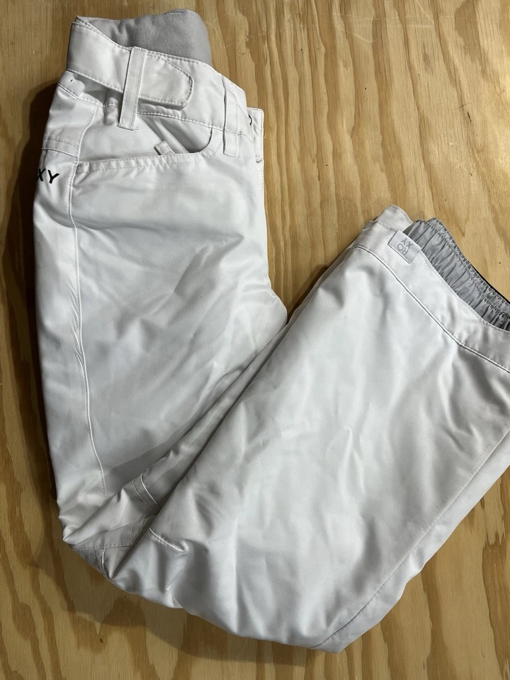 Pantalones de nieve Roxy blancos para esquí y snowboard talla 8/S para niñas Foto 1 de 4