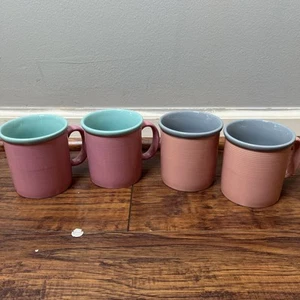 Juego de 4 tazas de café vintage de gres rosa China Century - Imagen 1 de 9