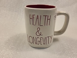 Taza de café Rae Dunn de Magenta salud y longevidad con dragón roja en el interior - Imagen 1 de 8