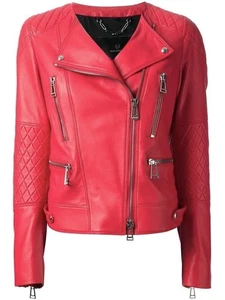 Belstaff Women's Small 40 Asymmetrical Zip Leather Motorcycle Jacket $1120 MINT - Picture 1 of 15