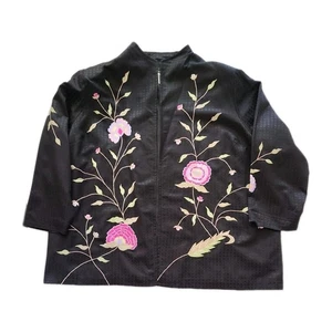 Maggie Barnes Jacket Womens Plus 4XL Floral Embroidered Art Lagenlook Boho - Picture 1 of 6