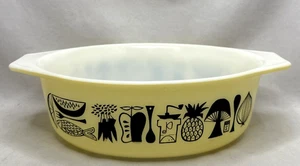 Vintage 1958 Pyrex Mod Yellow Bowl Promotional L/E Glass Oval Casserole Dish - Picture 1 of 10