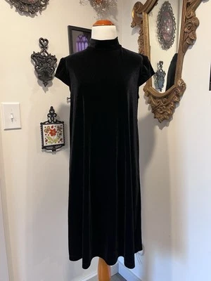 🐦‍⬛Бархатное черное миди-платье с высоким воротником🐦‍⬛ - Изображение 1 из 4