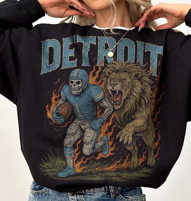 Detroit Football Sweatshirt, Vintage Lions Football Crewneck VK00759 - Image 1 of 1