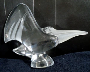 LARGE Daum Nancy French Crystal Centerpiece Pelican Etched Mark Made In France - Picture 1 of 3