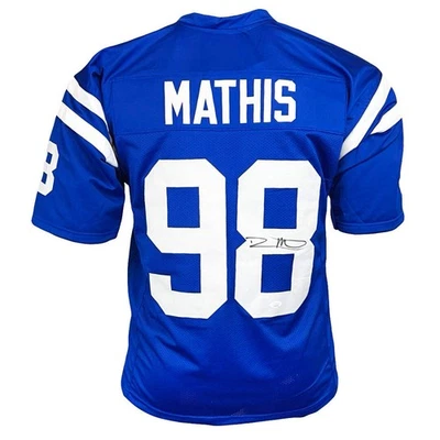 Camiseta de fútbol americano profesional firmada por Robert Mathis Indianápolis azul (JSA) Foto 1 de 3