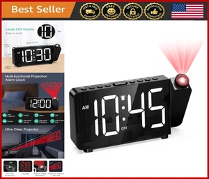 Projection Alarm Clock 180° Projector, Large LED Display, Adjustable Brightness, - Picture 1 of 8