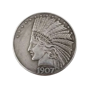 1907 Antique Liberty Indian Head 10 Dollar Coin Uncirculated Morgan Silve - Picture 1 of 3