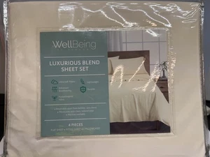 WellBeing by Sunham Luxurious Blend 4-Pc. King Sheet Set - Egret - Picture 1 of 5
