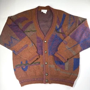 Vintage Vivaldi Strickjacke Pullover Gr. L Abstrakt Coogi Styl 80er Alpaka Italy - Bild 1 von 10
