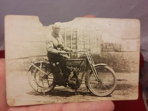 Original Vtg Harley Davidson Motorcycle RPPC Postcard 1915 As Is  - Picture 1 of 5