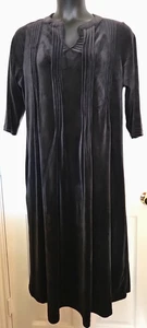 Woman Within 18W Black Velour Plush Lounging Dress Pullover Pockets Cozy Comfort - Picture 1 of 5