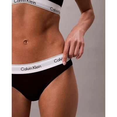 Calvin Klein Women's Cotton Modal 3-Pack Bikini, Black/Gray/White, Size L NWT - Image 1 of 4