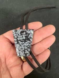 Snowflake Obsidian Western Bolo Tie Michigan - Picture 1 of 2