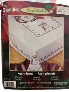 Bucilla Stamped Embroidery Kit 84569 Pfaltzgraff Snow Bear Tablecloth 52x70 - Picture 1 of 6