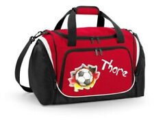 Sporttasche mit Feuchtfach in Rot mit Name und Fußball Deutschland