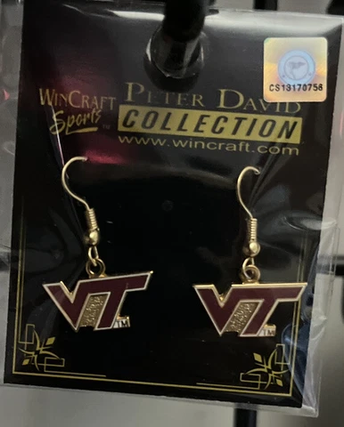Virginia Tech Hokies NCAA Peter David Logo Dangle Earrings Cover