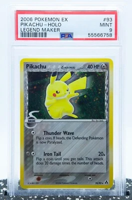PSA 9 PIKACHU (Delta) 93/92 Secret Rare Holoswirl Ex Legend Maker - Pokemon Card - Image 1 of 3