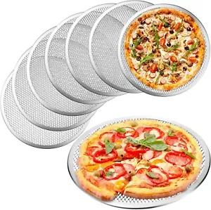 8 Pack 12 Inch Aluminum Pizza Mesh Screen Baking Tray for Oven Restaurant Grill - Picture 1 of 2