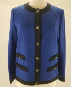 Vintage Pablo Collection Blue Button-Up Jacket Blazer Size 10 Polyester Made USA - Picture 1 of 11