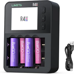 6-Slot Fast Battery Charger with LCD Display & QC3.0 Output for Li-Ion Batteries - Picture 1 of 12